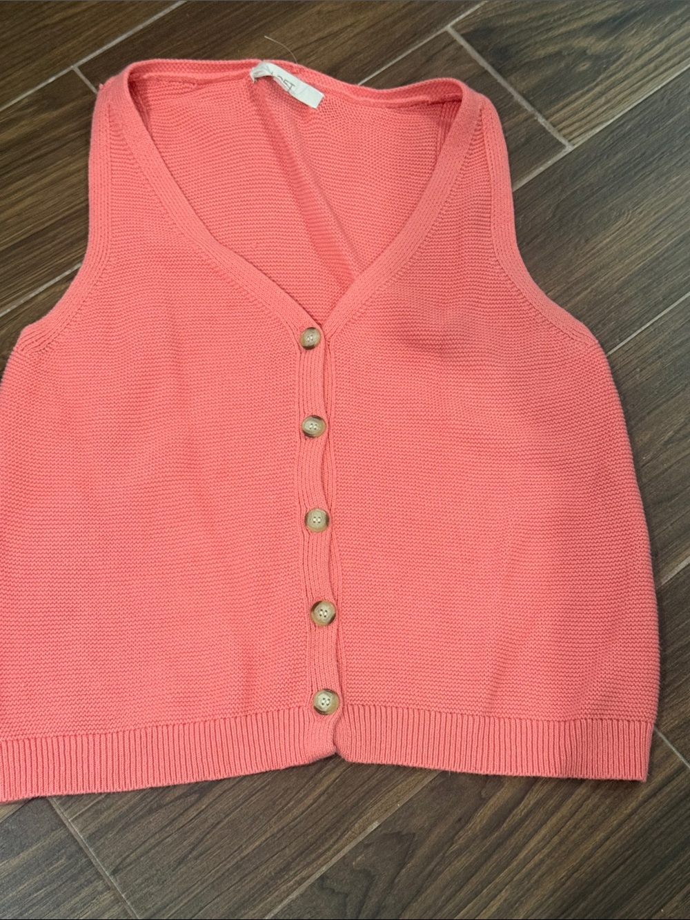 LOFT Coral Knit Button-Front Vest